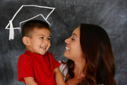 woman and kid smiling