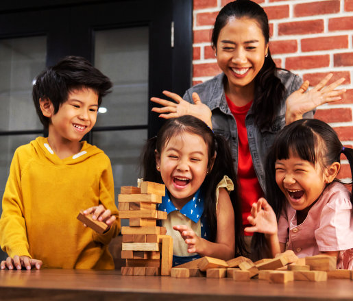 teacher and kids playing