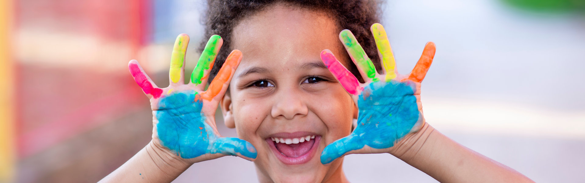 kid with hand panting